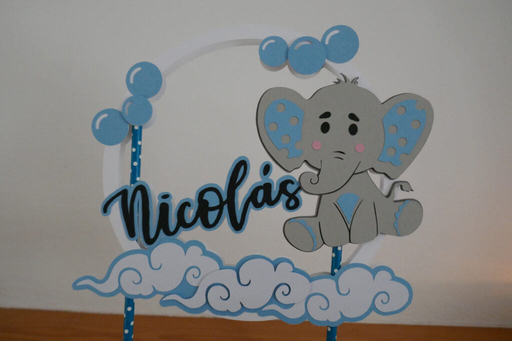 Topper elefante para tarta